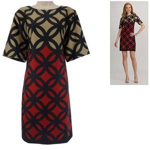 Size 14W 1X Womens GEOMETRIC PRINT KNIT PONTE DRESS Fall/Winter PLUS SIZE